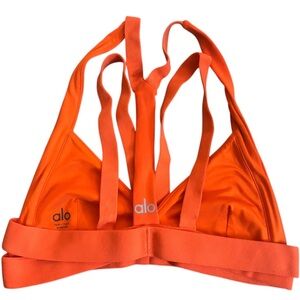 ALO YOGA Nadi Splendor Strappy Bra size XS Bright Orange Athletic Workout Gym